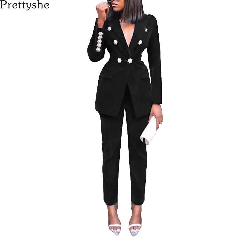 

Prettyshe Two Piece Outfits Sets Top Blazer Office Business Casual Women Elegance Suits Track Suit Blazer and Pants Set