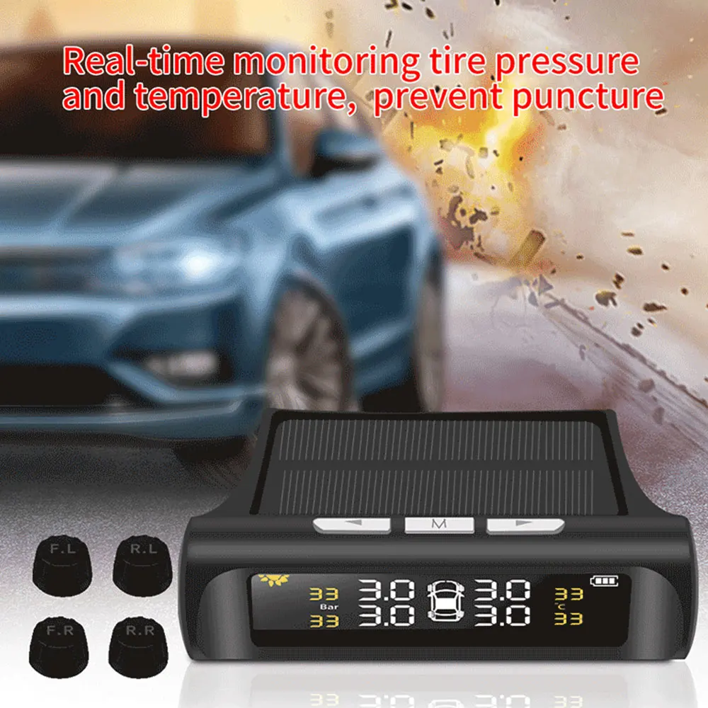 Система контроля давления в шинах TPMS на солнечной батарее датчики цифровой ЖК