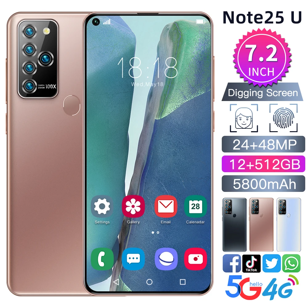 

Global Version Galay Note25+ 7.2inch New MediaTek Smart phone 12 512GB 8 512GBROM Android 10.0 2020 New Mobile Phone In Stock