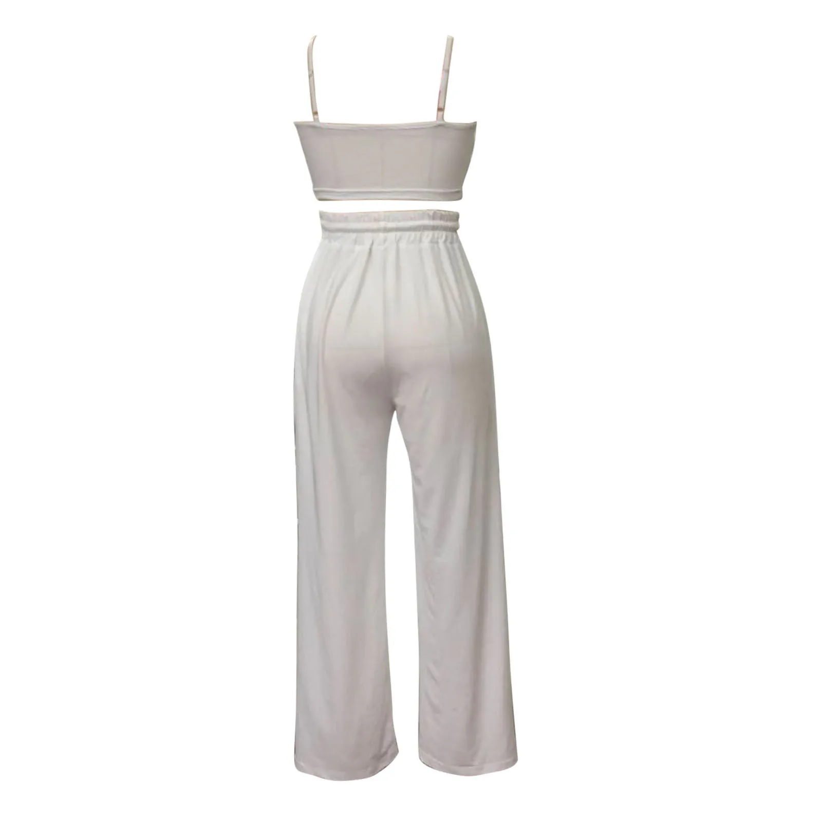 

Fashion Women Casual Solid Sleeveless Camis Tops+Long Pants 2 Piece Set high waist pants 2021 summer set yoga pants pantalon