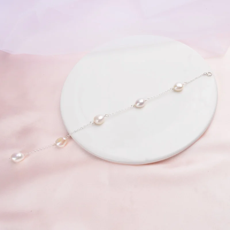 Женский браслет из натурального барочного жемчуга ASHIQI серебра 925 пробы с