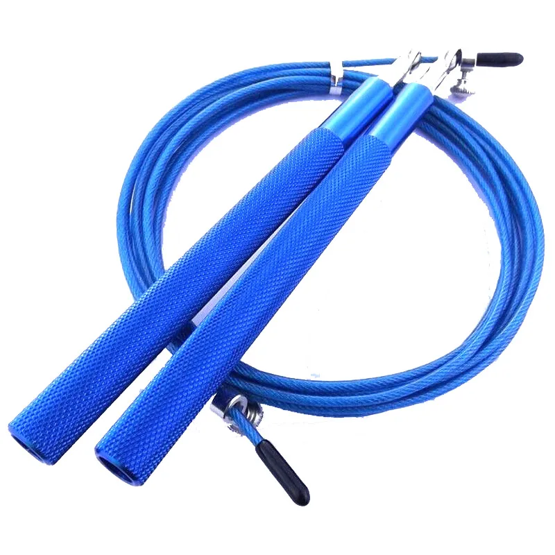 metal handle blue Серебряный 3 м Регулируемый Скакалка Corda Crossfit из нержавеющей стали Спорт Тренажерный зал одна скорость пропуска веревка Обучение Фитнес оборудование - Цвет: metal handle blue