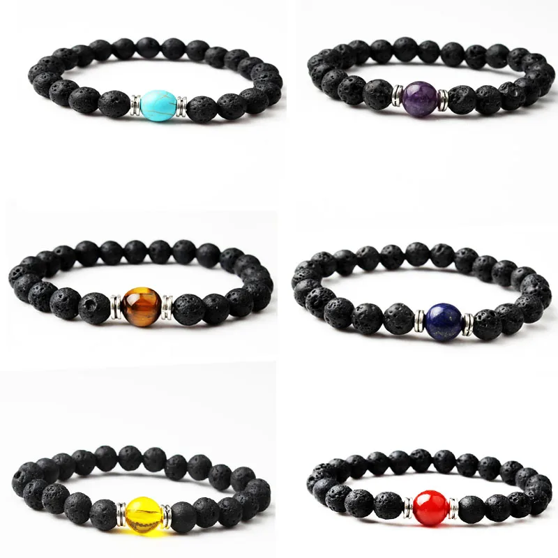 

Natural Stone Bracelet 8mm Volcanic Stone AAA Yellow Tiger Eye Bracelet For Diy Jewelry Women And Men Amulet Accessories