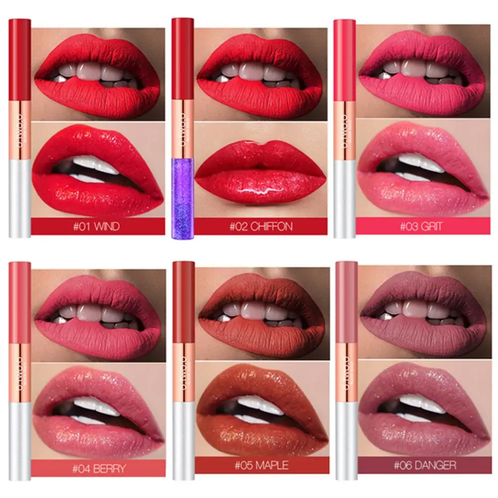 О. TW O.O двойной головкой матовый блеск для губ с сексуальная жидкая Косметика