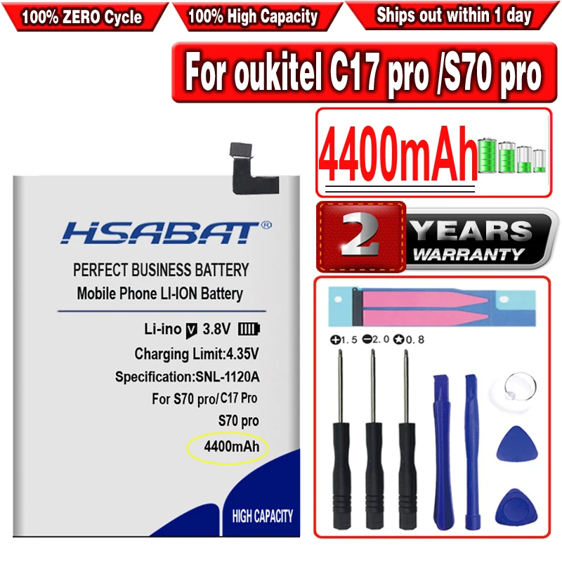 Аккумулятор высокой емкости HSABAT 4400 мАч для смартфона Oukitel S70 pro C17 pro|Аккумуляторы