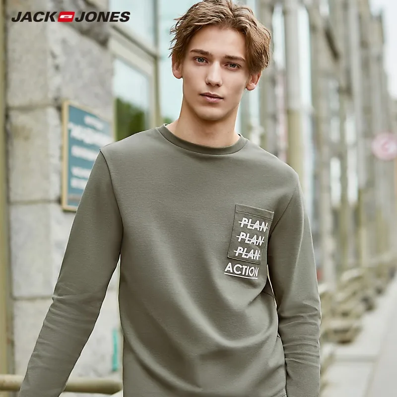 JackJones Мужская Уличная хлопковая Футболка с буквенным принтом и круглым вырезом
