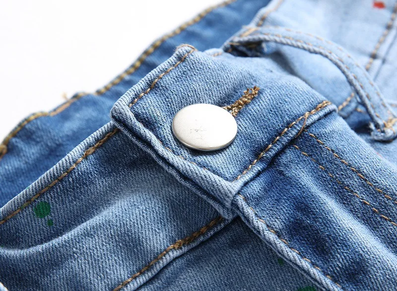 

Splash ink Ripped Denim Shorts Men Jeans 2020 Summer Brand Stretch Mens Short Jeans Fashion Straight Denim Short Pants 28-42