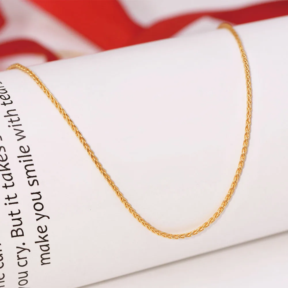 XP Jewelry (45 см x 1 2 мм) небольшое плетеное ожерелье из чистого золота 24 карата для