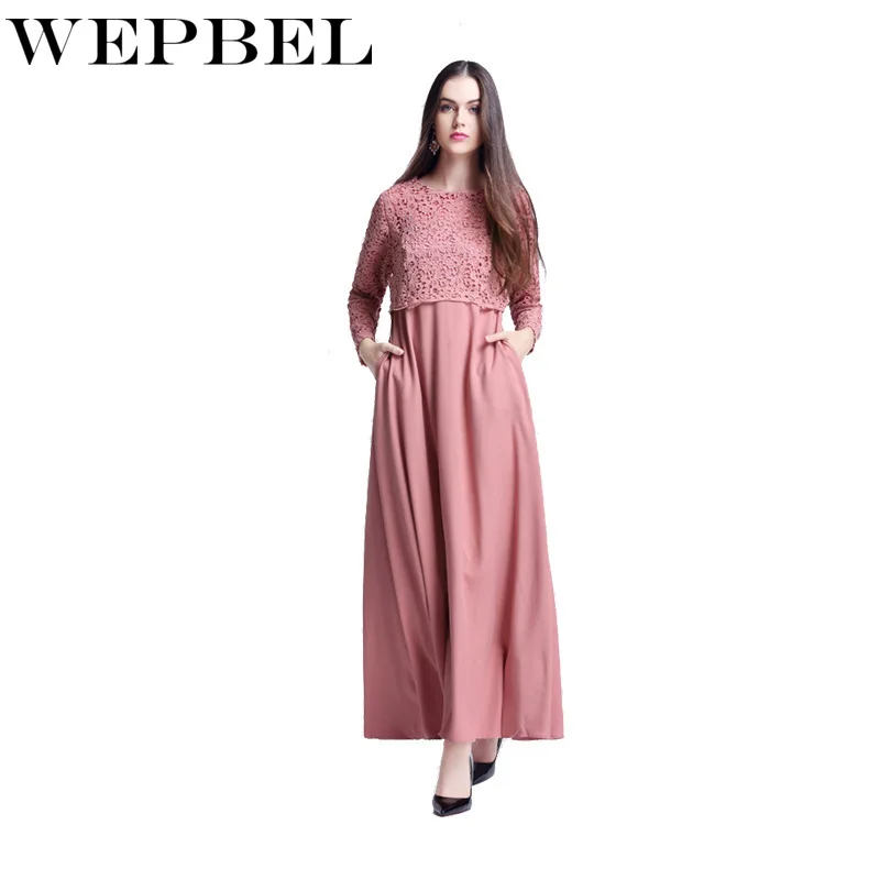 Новинка мусульманское платье Wepbel однотонная облегающая кружевная абайя модное