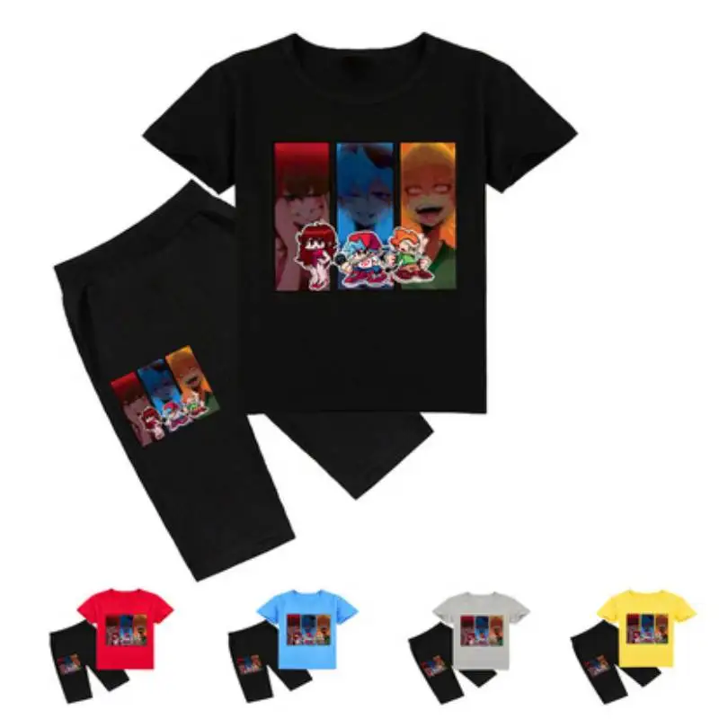 

Game Friday Night Funkin Clothes Kids Short Sleeve T-shirt + Shorts 2pcs Sets Toddler Girl Outfits Boys Pants Children Clothing