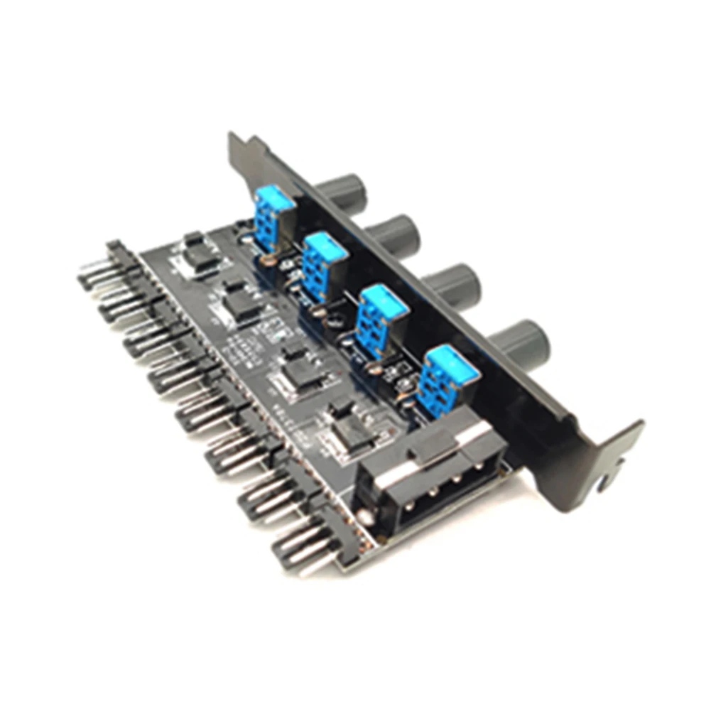 

Extension Cable Splitter Adapter Controller 8 Channels Fan Hub 4 Knob PCI Bracket CPU Cooler PC Case Fan Speed Controller