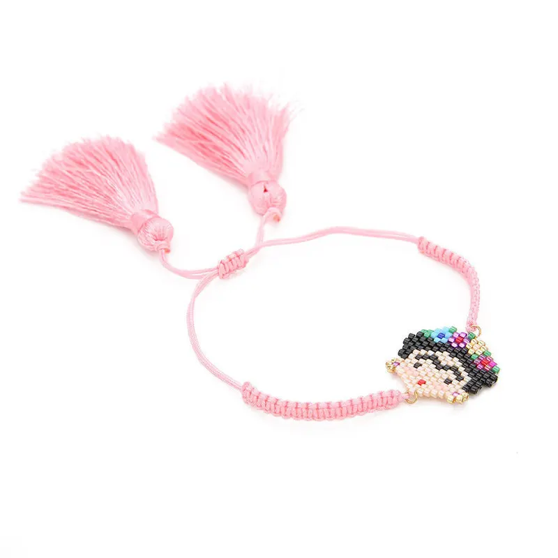 Женский браслет с мультипликационным принтом браслеты кисточкой из розового