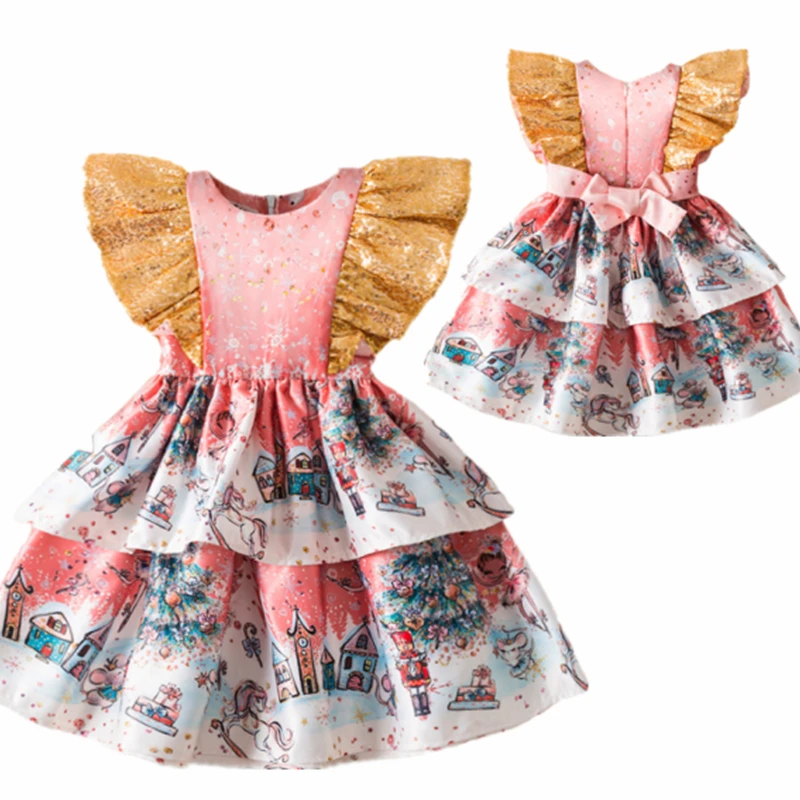 

Детское бальное платье с рисунком, для девочек