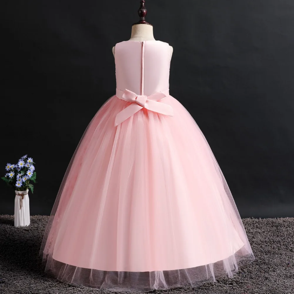 Wedding Party Dress for Girls Lace First feast princess Long Dress New Exchange Dress Ball Beauty Sexy Shoulder Dress