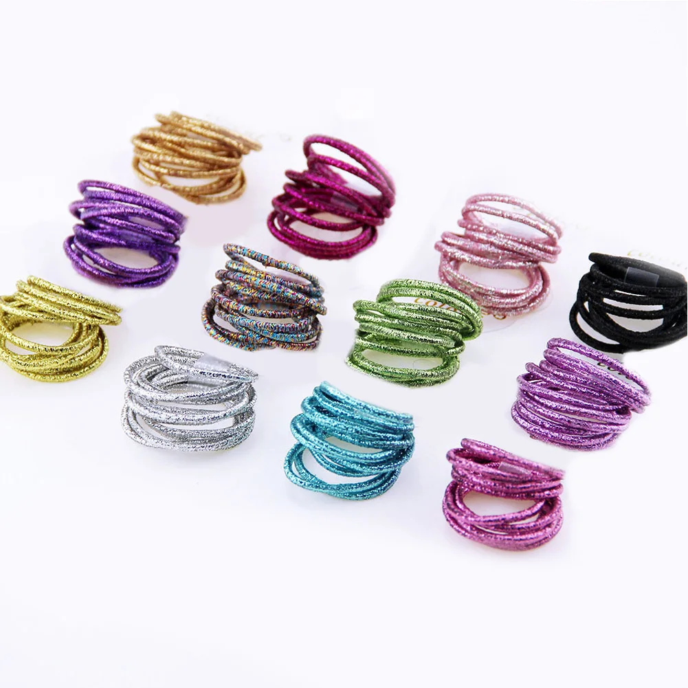 

10PCS Glitter Shining Lots Kids Scrunchies Hair Bands Elastic Rubber Girl Ponytair Hair Tie Hair Ring Girls Hair Accessories