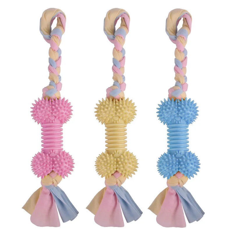 

Pet Cotton Knot Rope Toy Dog Molar Stick Bone Type Bite Resistant Puppy Interactive TPR Training Cleaning Teeth Thorn Ball Toys
