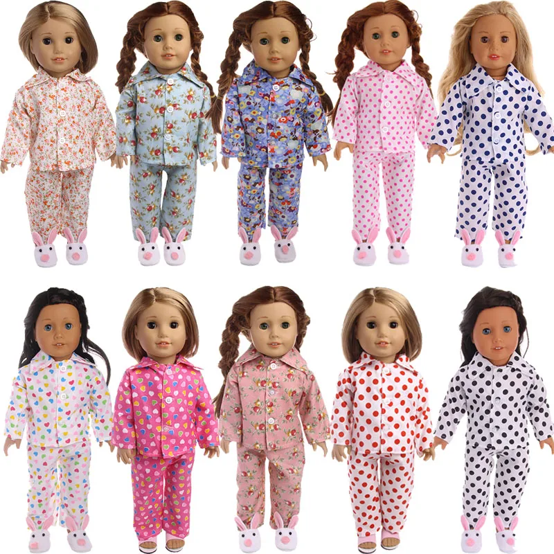 Кукольная одежда в горошек с круглым вырезом Пижама на каждый день Футболка Fit 18