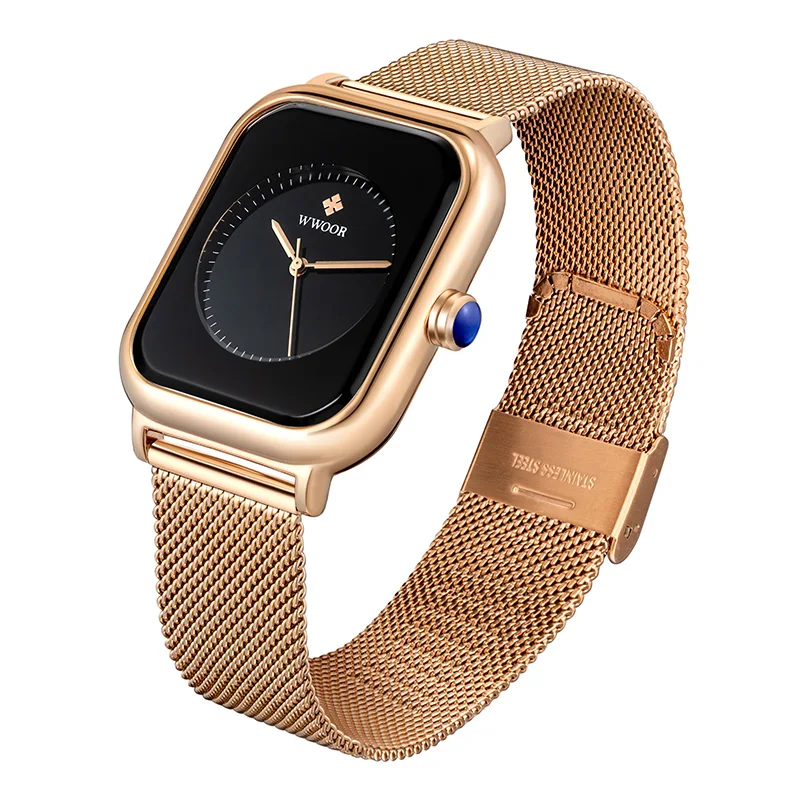 Роскошные женские часы montre femme 2021 из розового золота известного бренда WWOOR модные