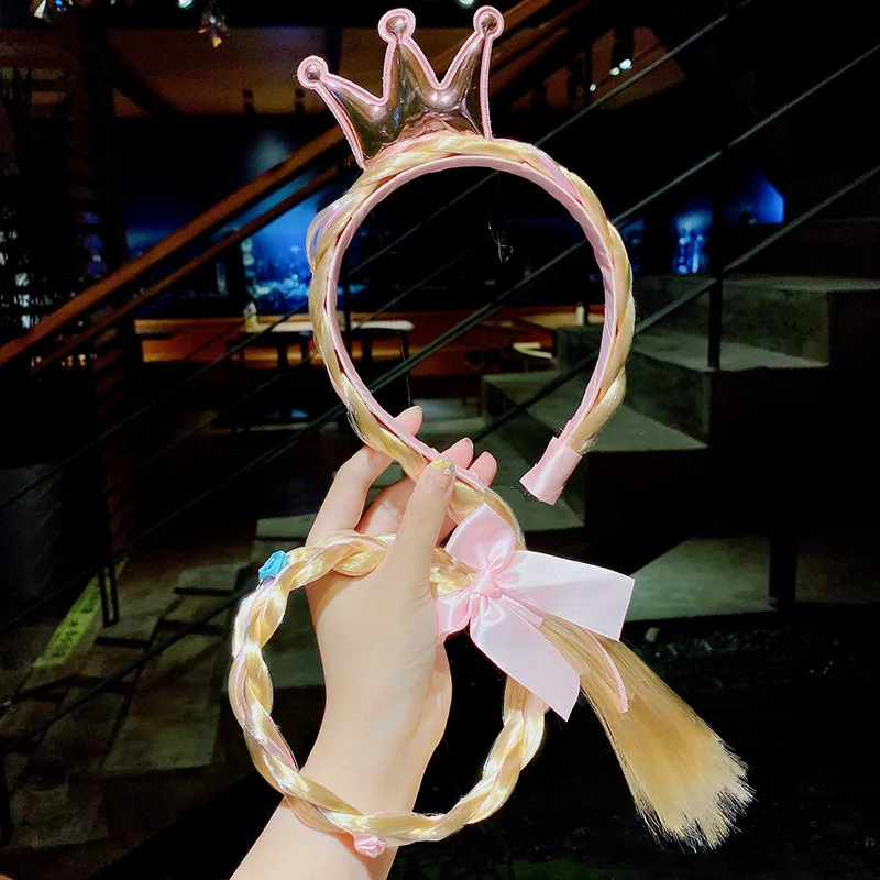 

Princess Hair Accessories Children's Headdress Hair Band Girl Wig Long Braided Hair Hoop Cute Bow Headbands for Women