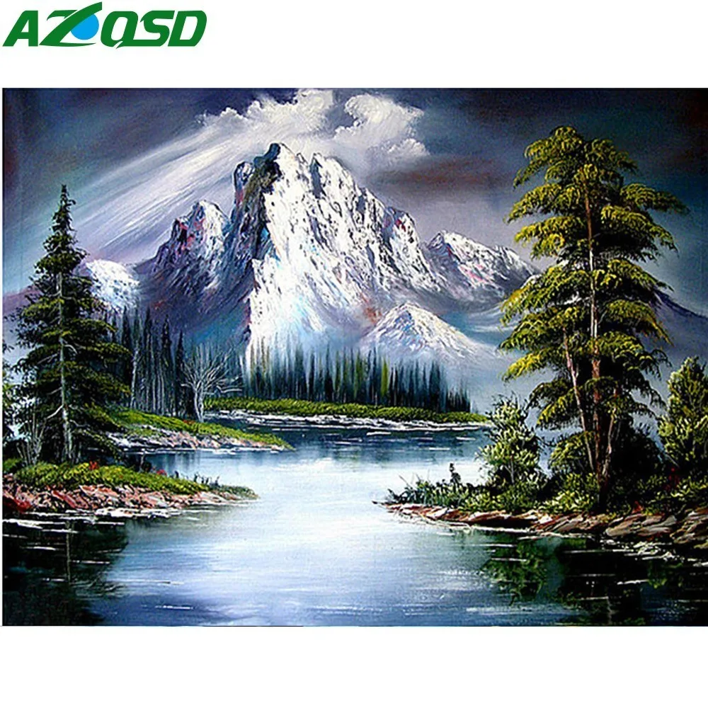 Алмазная вышивка AZQSD зимняя Мозаика из страз сделай сам с изображением Снежной