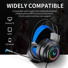 Gamer Headphones Gaming Headsets Hifi Stereo Sound Wired Earphones USB Microphone Colorful Light For PC Computer Laptop Game