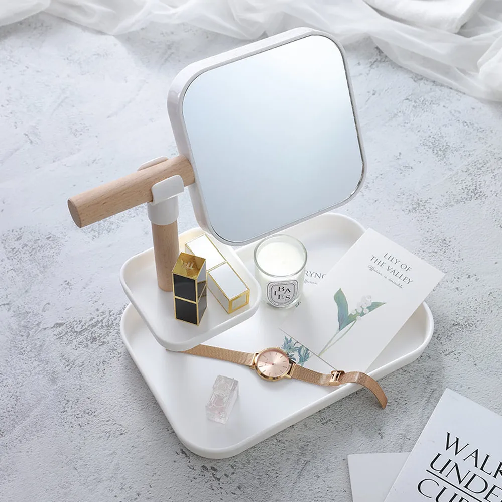 

Dressing table shelf with mirror storage box desktop cosmetics skin care jewelry finishing rack wx9271747