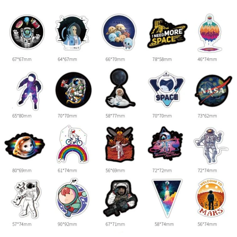 100 шт. DIY мультфильм космонавт Космос наклейки для украшения комнаты настенный