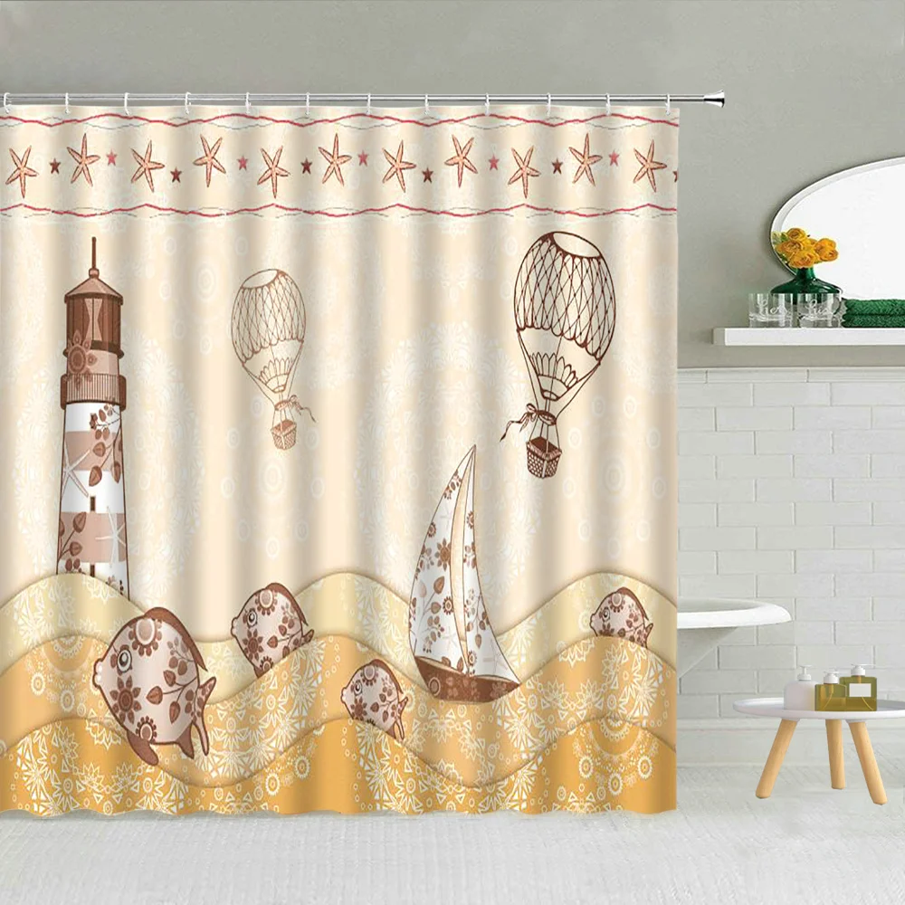 Штора для душа с изображением животных океана акулы Дельфина медузы детский