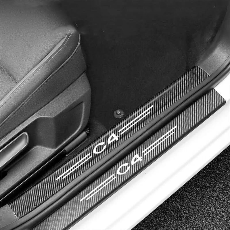 

4 шт., карбоновые наклейки на порог двери автомобиля Citroen C4 C1 C5 C3 C6