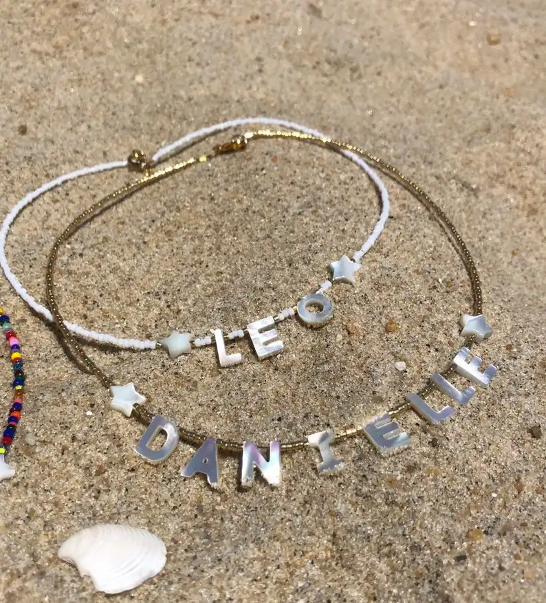 

Ожерелье с жемчужными буквами в богемном стиле, искусственное ожерелье с индивидуальными буквами для девушек, бижутерия для женщин