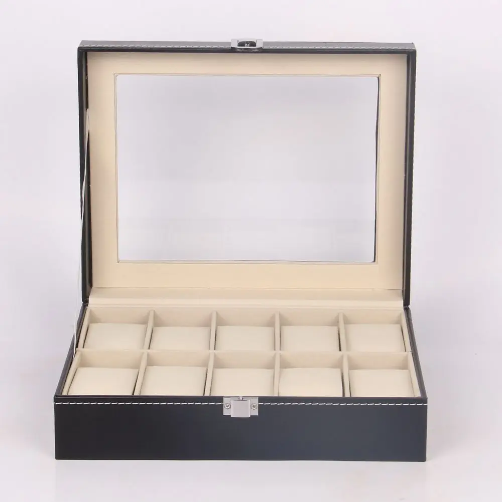 

3/6/10/12 Grids PU Leather Watch Box Mens Watch Box Organizer Wristwatch Box Holder
