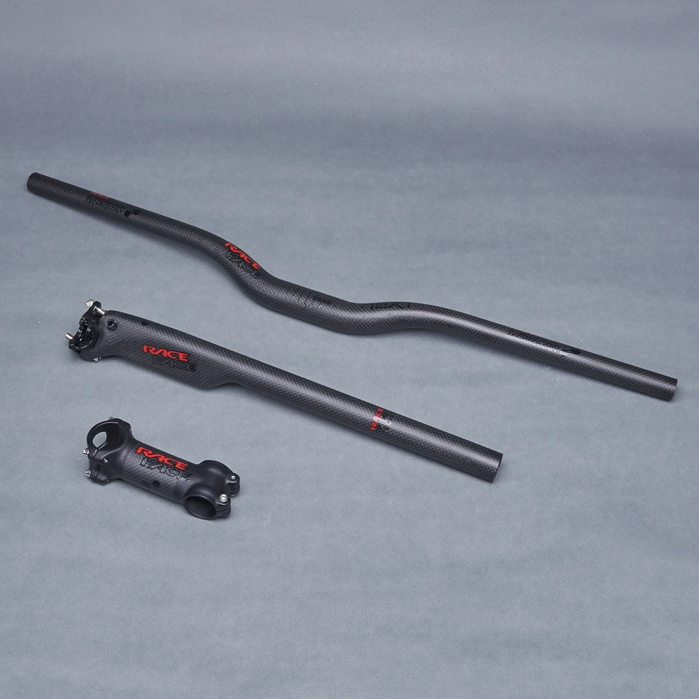 TOSEEK Race Face Next Black Red Matte 3K Carbon Fiber Bicycle MTB Handelbars Sets Bike Mountain Handelbar + Seatpost + Stem