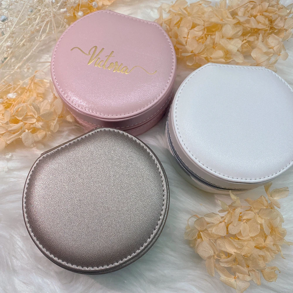 Personalized Jewelry Box Custom Bridesmaid Bachelorette Wedding Party Anniversary Gift Travel Jewellery Case Leather Ring Box