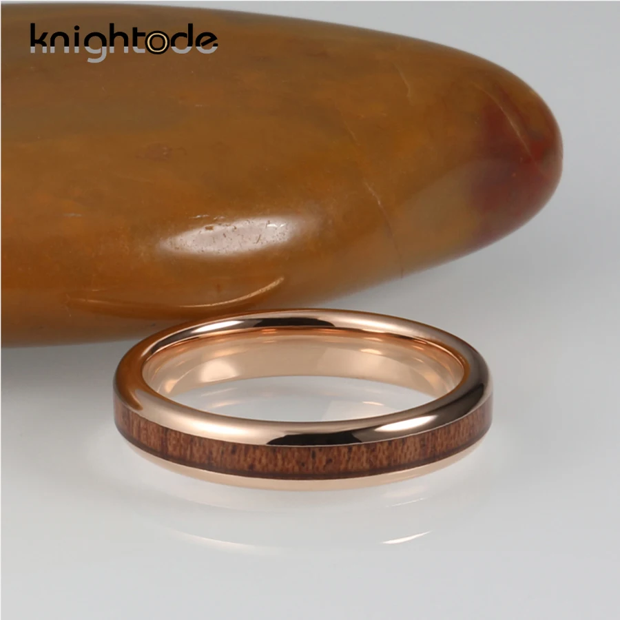 4 мм розовое золото Вольфрам обручальное кольцо из натурального дерева КОА для