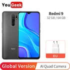 Смартфон Xiaomi Redmi 9, глобальная версия дюйма, 4 камеры 13 МП, 32 ГБ64 ГБ, Восьмиядерный процессор Helio G80, FHD + дисплей 6,53 дюйма, 5020 мА  ч