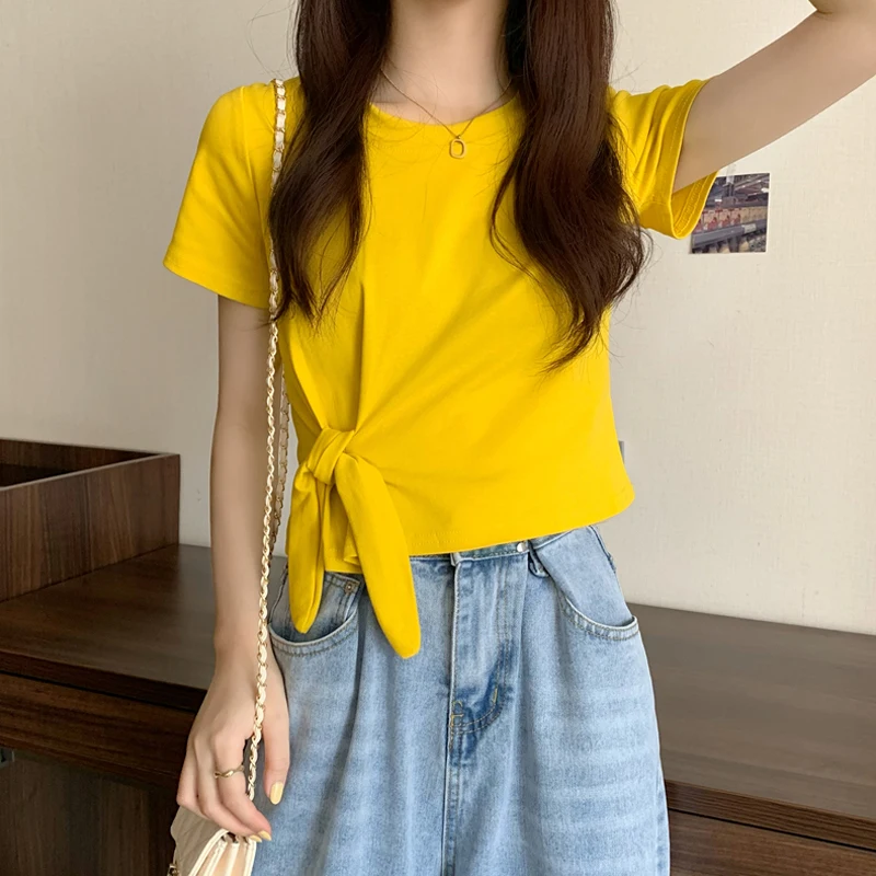 

Black Short-Sleeved T-shirt Women's Ins Fashion Summer 2021 New Design Sense Niche Slim High Waist Short Top Clothes