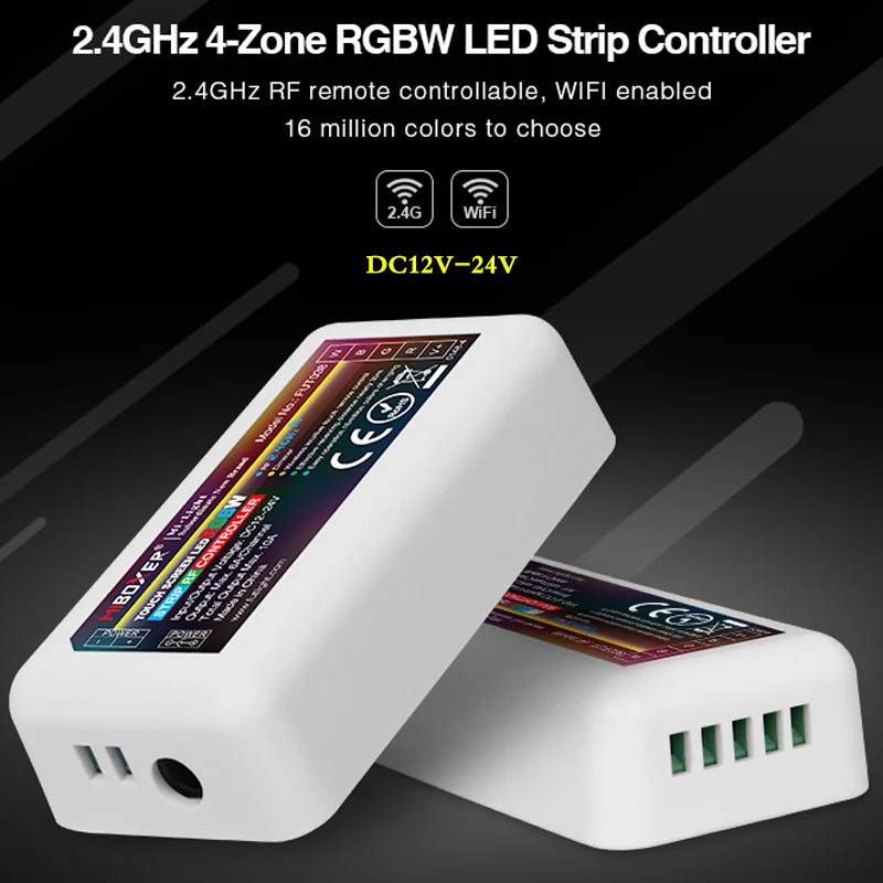 FUT038 4-Zone LED Dimmer Controller 2.4G RF Wireless/WiFi control Compatible for 5050 3528 RGBW RGB RGBWW Strip Light Dimmer