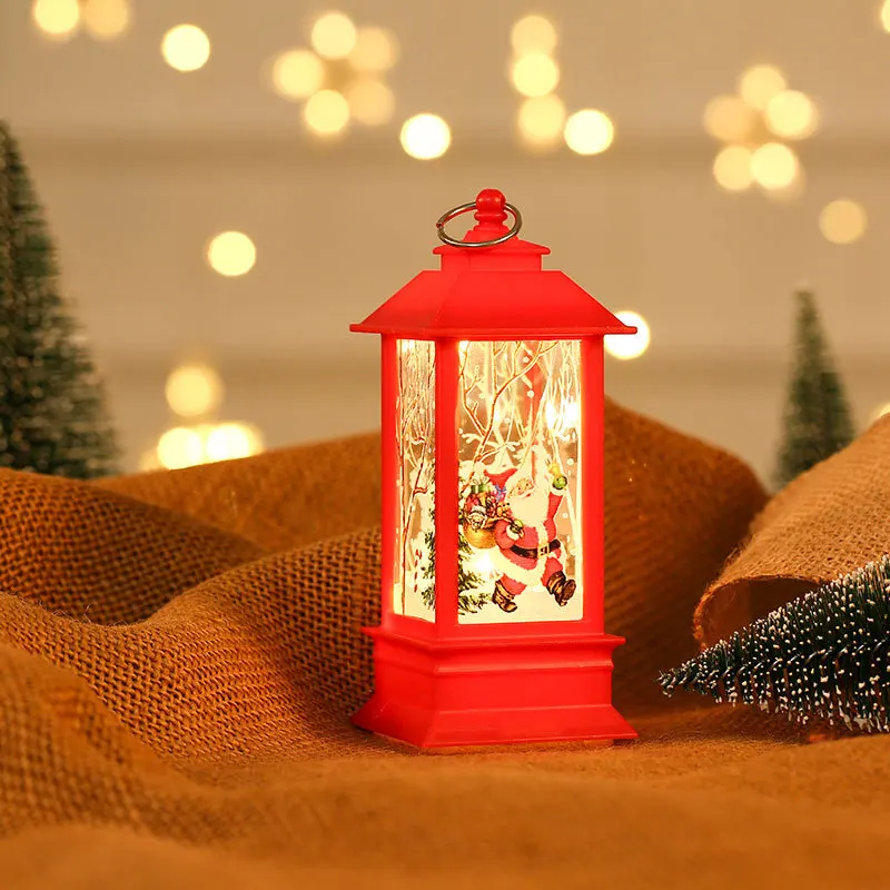

Christmas Vintage New Year Candlestick Lamp Castle Light Christmas Tree Window Wall Lantern LampHoliday Decoration Ornament