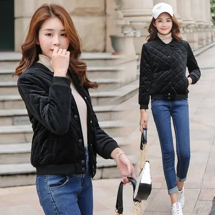 Весенняя мода Золотая Бархатная Женская куртка осень 2019 стоячий воротник