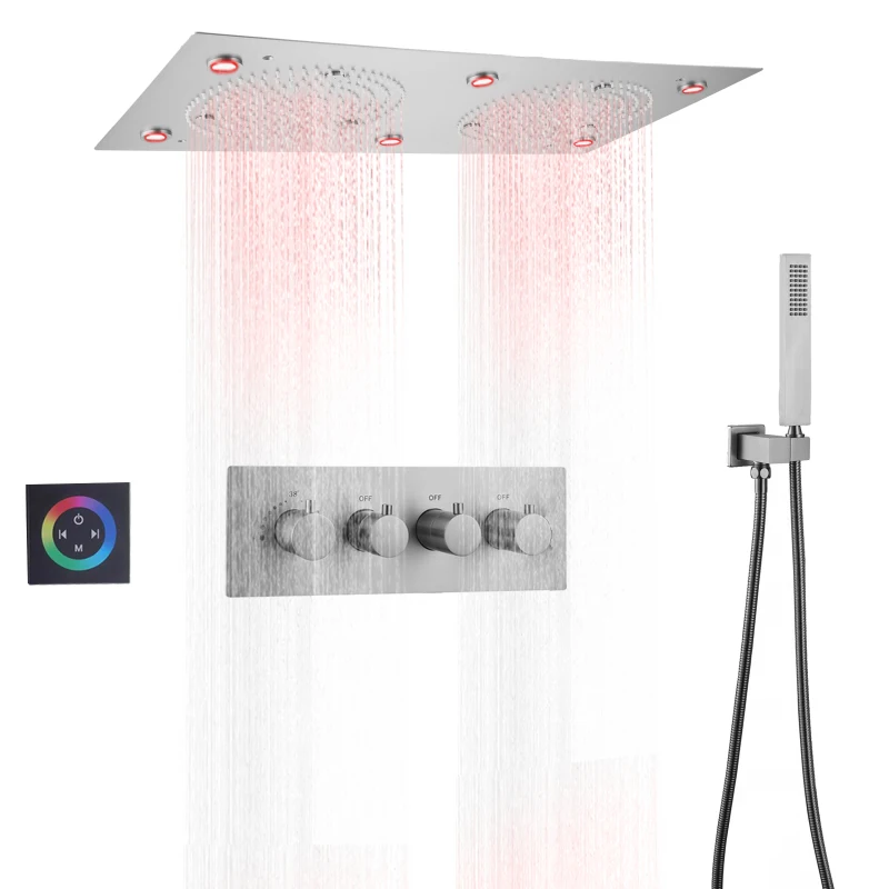 Thermostatic Shower Head 24*12 Inch Led Bathroom Shower Rain