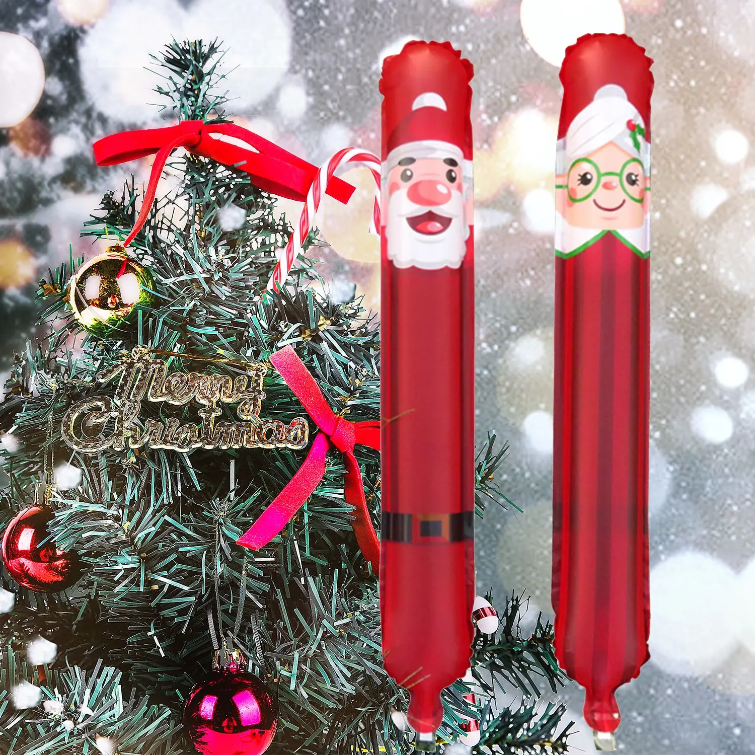 

Festival Holiday Snowman Toys Santa Claus Hand Held Balloon Party Decoration Christmas Inflatable Stick