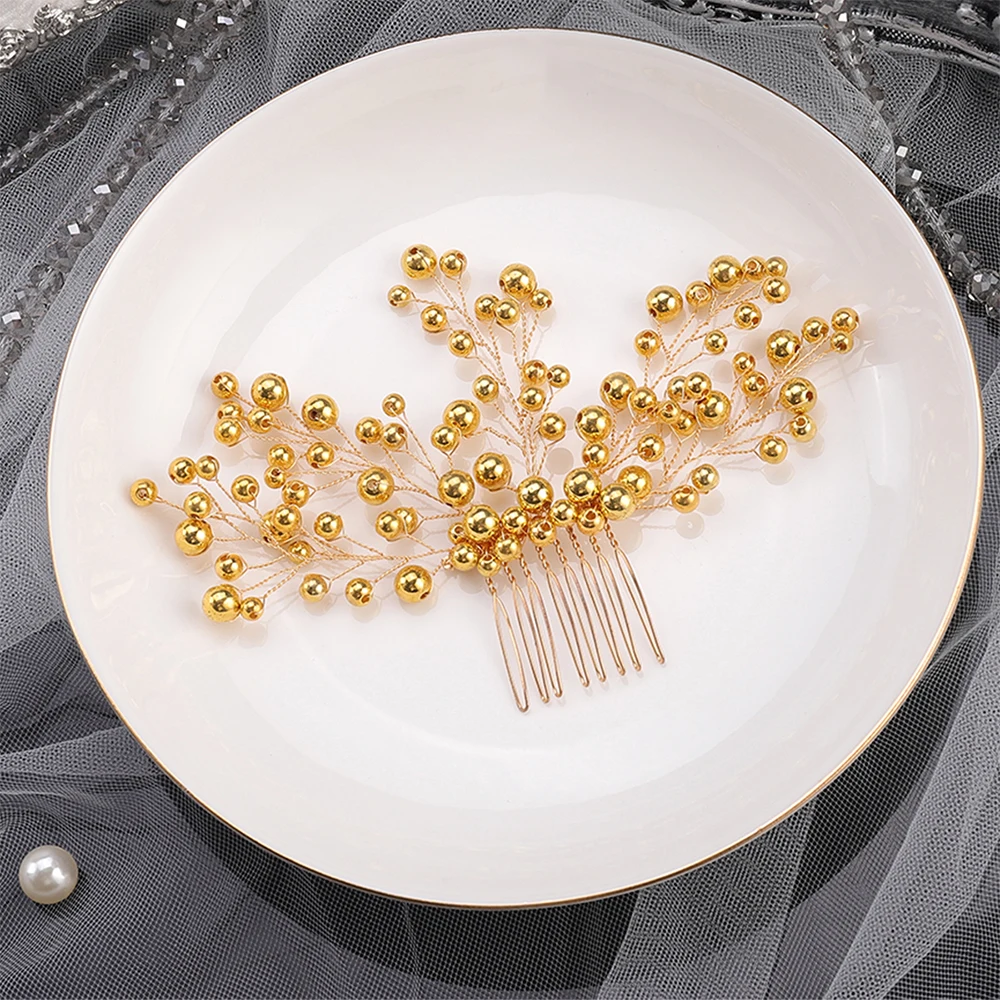 Золотая Бриллиантовая расческа для волос китайские свадебные аксессуары