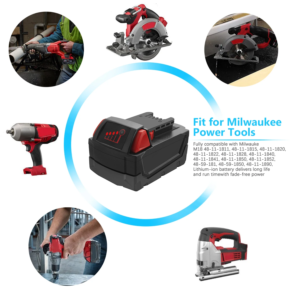 Turpow литий-ионная аккумуляторная батарея для Milwaukee M18 6000 мАч Запасные инструменты 48-11-1815 48-11-1850 48-11-1840 10л