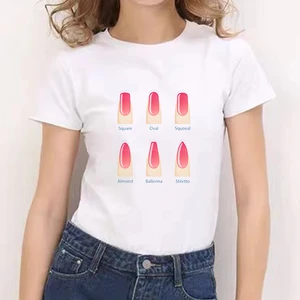 2021 Fashion Nail Printed T-shirt Top Summer  Graphic T-shirt Womens Kawaii Camisas T-shirt  Graphic T-shirt Womens Kawaii TEE