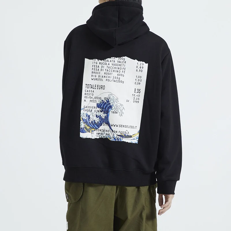 Японская вышивка забавная волна напечатаны флисовые толстовки 2019 зима Япония