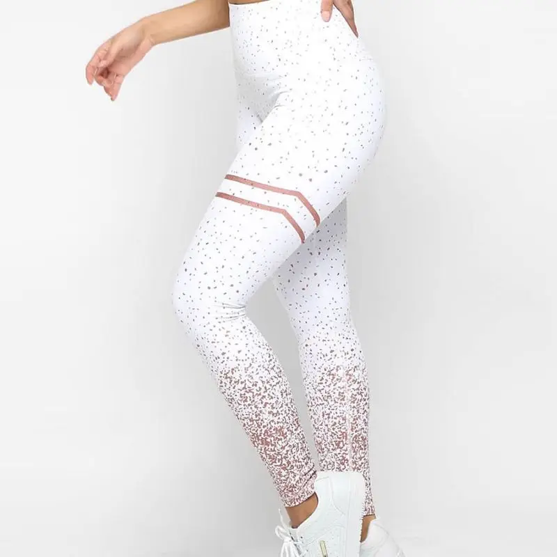 

Women Yoga Pants High Waist Leggings Hot Stamping Gold Glitter Workout Butt Lift Trouser Lady Fitness Sport Dotted Slim Pants