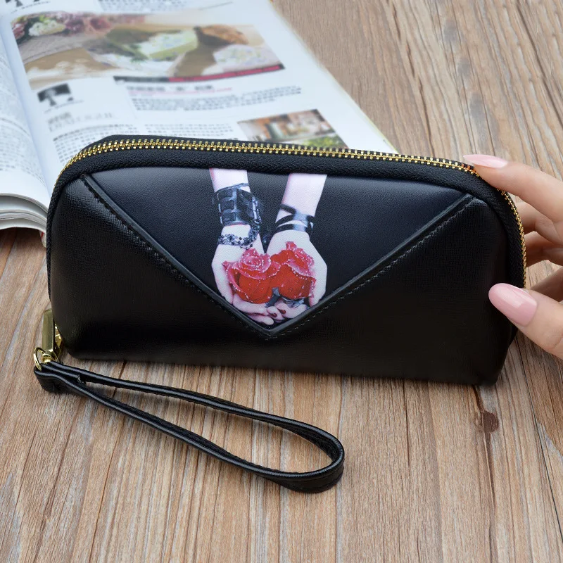 

Clutch bag ladies wallet fashion zipper card bag long coin purse ladies mobile phone bag large capacity cosmetic bag