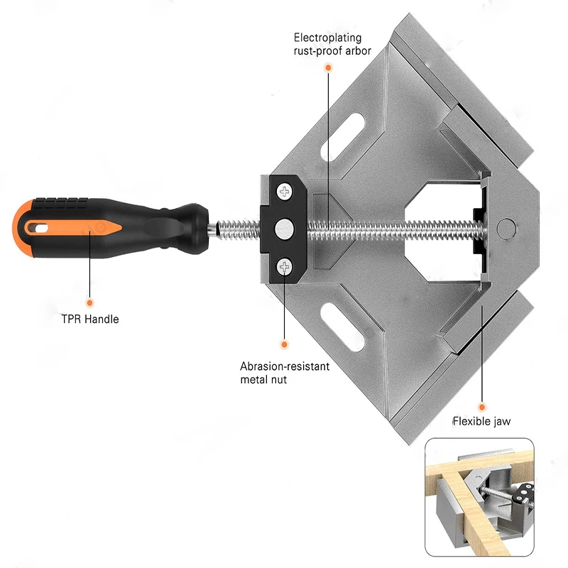 Aluminum Alloy Corner Clamp 90 Degree Right Angle Clip Tool Single Handle Clamps Woodworking Frame Folder 1Piece | Обустройство дома