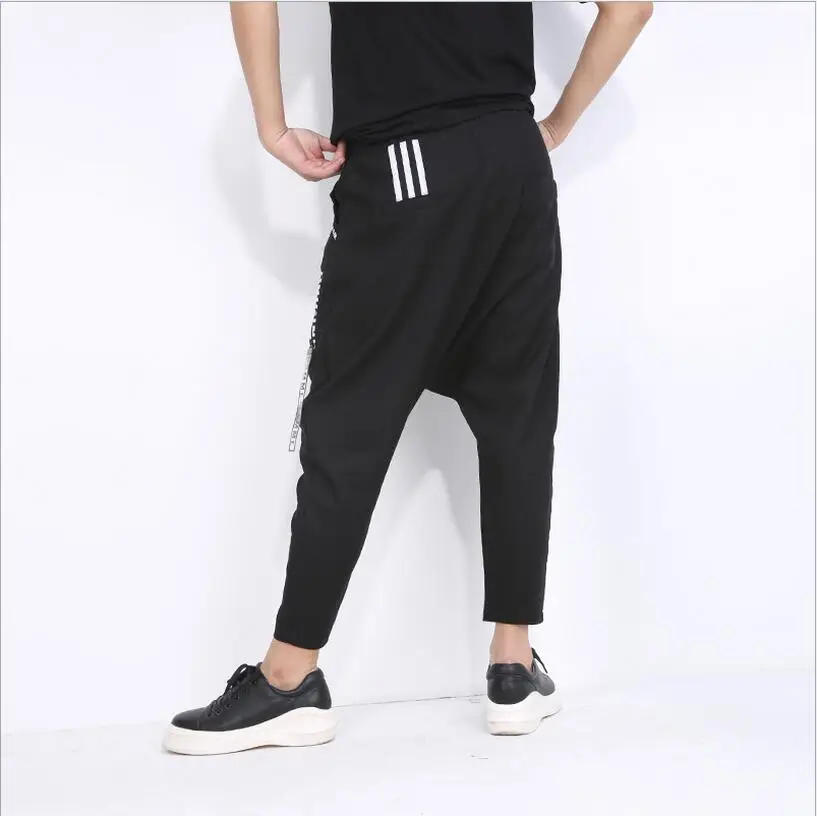

United States Europe The New Spring And Summer Loose Large Low Crotch Zipper Webbing Harem Men's Pants / One Size