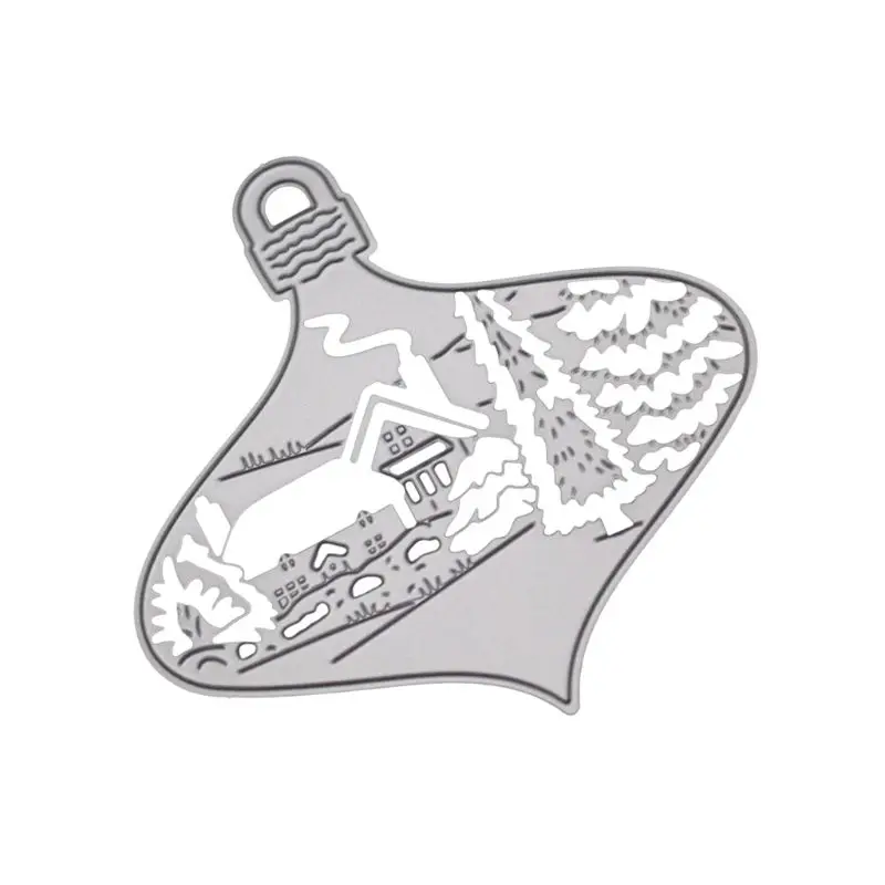 Новогодняя елка с домиками металлическая прорезной трафарет для окраски DIY